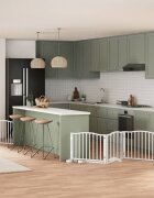 vidaXL Сгъваема преграда за кучета с врата 8 панела бял 640 см топола