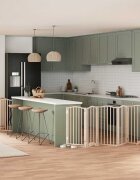 vidaXL Сгъваема преграда за кучета с врата 9 панела 450 см топола