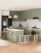 vidaXL Сгъваема преграда за кучета с врата 9 панела 450 см топола