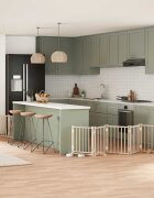 vidaXL Сгъваема преграда за кучета с врата 9 панела 450 см топола
