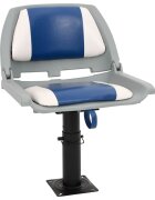 vidaXL Сгъваема седалка за лодка от 2 части синьо и бяло 48x51x41 см