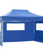 vidaXL Сгъваема шатра с 3 стени 3x45 м синя