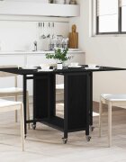 vidaXL Сгъваема трапезна маса с колелца 130 x 80 x 765 см Черен дъб