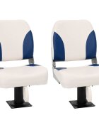vidaXL Сгъваеми седалки за лодка комплект от 2 синьо-бели 41x36x48 см
