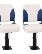 vidaXL Сгъваеми седалки за лодка комплект от 2 синьо-бели 41x36x48 см
