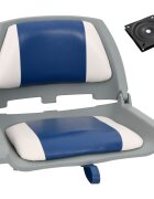 vidaXL Сгъваеми седалки за лодка от 2 части със синьо-бяла възглавница