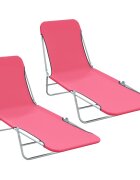 vidaXL Сгъваеми шезлонги 2 бр стомана и текстил розови