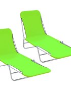 vidaXL Сгъваеми шезлонги 2 бр стомана и текстил зелени