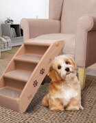vidaXL Сгъваеми стълби за кучета кафяви 62x40x495 см