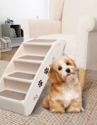 vidaXL Сгъваеми стълби за кучета кремави 62x40x495 см