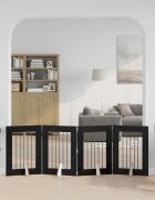 vidaXL Сгъваемо кучешко ограждение с подложки 4 бр. Черен дъб 241 см