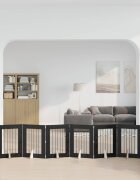vidaXL Сгъваемо кучешко ограждение с подложки 6 бр. Черен дъб 362 см
