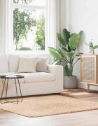 vidaXL Шаги килим с дълъг косъм NAVARRA Бежов 160x160 см полиестер