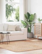 vidaXL Шаги килим с дълъг косъм NAVARRA Бежов 200x200 см полиестер