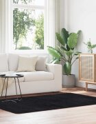 vidaXL Шаги килим с дълъг косъм NAVARRA черен 130x200 см полиестер
