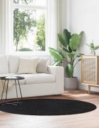 vidaXL Шаги килим с дълъг косъм NAVARRA черен 160x160 см полиестер