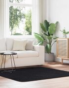 vidaXL Шаги килим с дълъг косъм NAVARRA черен 160x160 см полиестер