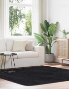 vidaXL Шаги килим с дълъг косъм NAVARRA черен 200x200 см полиестер