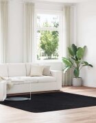 vidaXL Шаги килим с дълъг косъм NAVARRA черен 240x240 см полиестер