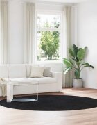 vidaXL Шаги килим с дълъг косъм NAVARRA черен 240x240 см полиестер