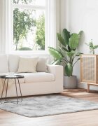 vidaXL Шаги килим с дълъг косъм NAVARRA сребристо сив 160x160 см