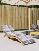 vidaXL Шалте за шезлонг сиво каре 200x50x3 см Оксфорд плат