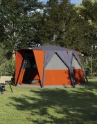 vidaXL Шатор за 6 души с покрив Сив и оранжев 425 x 396 x 222 см