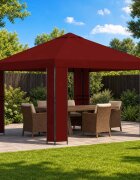 vidaXL Шатра 3 x 3 m Бургундско червен Полиестер и стомана 190 gsm
