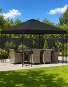 vidaXL Шатра 3 x 3 m Черно Полиестер и стомана 190 gsm
