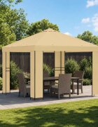 vidaXL Шатра 3 x 3 m Кремаво Полиестер и стомана 190 gsm