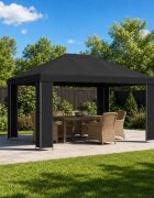 vidaXL Шатра 4 × 3 m Черно Полиестер и стомана 190 gsm