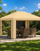 vidaXL Шатра 4 × 3 m Кремаво Полиестер и стомана 190 gsm