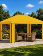 vidaXL Шатра 4 × 3 m Жълто Полиестер и стомана 190 gsm