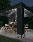 vidaXL Шатра с двоен покрив и LED светещи стрингове 3х3 м антрацит