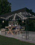 vidaXL Шатра с двоен покрив и LED светещи стрингове 3х4 м антрацит