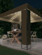 vidaXL Шатра с двоен покрив и LED светещи стрингове 3x3x27 м таупе