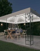 vidaXL Шатра с двоен покрив и LED светещи стрингове 3x4 м бяла