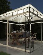 vidaXL Шатра с комарник и LED стринг 3x3x273 м 180 г/м² кремава