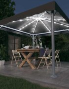 vidaXL Шатра с LED светещи стрингове 300x300 см антрацит алуминий