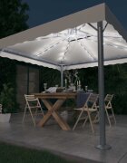 vidaXL Шатра с LED светещи стрингове 300x300 см кремава алуминий