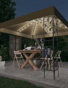vidaXL Шатра с LED светещи стрингове 3х3 м таупе