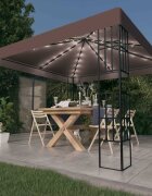 vidaXL Шатра с LED светещи стрингове 3х3 м таупе