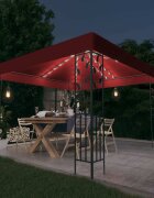 vidaXL Шатра с LED светещи стрингове 3х3 м виненочервена