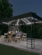 vidaXL Шатра с LED светещи стрингове 3х4 м антрацит