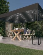 vidaXL Шатра с LED светещи стрингове 3х4 м антрацит