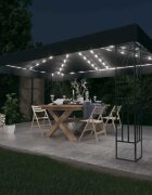 vidaXL Шатра с LED светещи стрингове 3х4 м антрацит текстил