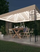 vidaXL Шатра с LED светещи стрингове 3х4 м кремава