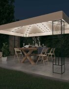 vidaXL Шатра с LED светещи стрингове 3х4 м кремава текстил