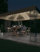 vidaXL Шатра с LED светещи стрингове 3х4 м таупе текстил