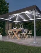 vidaXL Шатра с LED светещи стрингове 400x300 см антрацит алуминий
